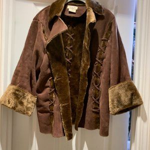 MKM Designs BEAUTIFUL BROWN COAT FUR LINED XXL